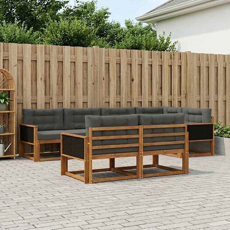 vidaXL Outdoor-Sofagarnitur mit Kissen 7 pcs Natur und Anthrazit (1/5)