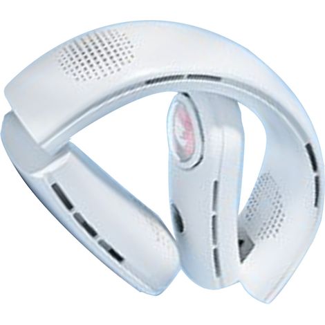 Petit ventilateur de cou avec port USB, rechargeable, design ludique, batterie 4000 mAh, technologie quadricœur, silencieux, portable, pliable, numérique, sans pales (1/5)