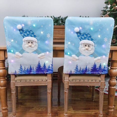 Pr Set of 2 LED Christmas Chair Covers, Santa Claus Chair Protective Cover, Home Decor Seat Cover, Christmas LED Chair Covers (1/5)