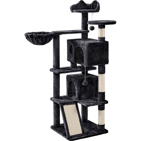 Homevive Rascador para Gatos Árbol para Gatos Medinos Castillo Juego de Gato Gatitos Mascotas, con Alfombra Rascadora Negro (1/5)