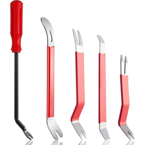 5 Pièces Outil Demontage Garniture Voiture Acier Inoxydable Outil de Suppression Voiture pour Panneaux Intérieurs Panneaux Porte Tableaux Bord Jantes Équipements Audio Radio Panel Dashboard (1/5)