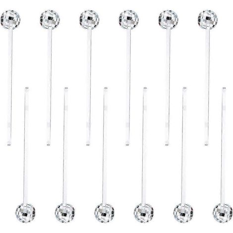 Lot de 12 bâtonnets mélangeurs à paillettes en forme de boule disco uniques pour boissons
