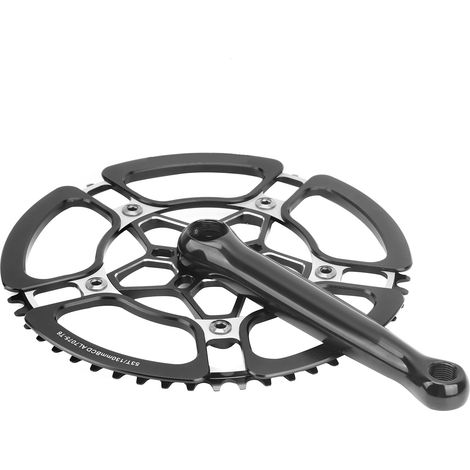 170-mm-Fahrradkurbelgarnitur aus Aluminiumlegierung, 53 Zähne, Singlespeed, Kettenblattzubehör, Schwarz (1/5)