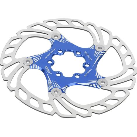 Disque de frein à disque en métal de qualité pour VTT, 160 mm, cinq clous, patins de frein bleus (1/5)