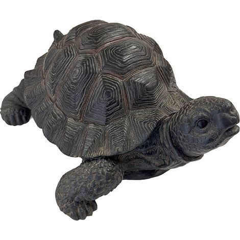Statue tortue marron en résine – Hauteur 24 cm – Finition peinte à la main – Décoration balcon, terrasse, jardin – Riviera (1/5)