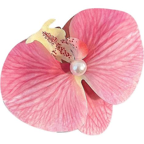Pince à cheveux en forme de fleur de phalaenopsis, fausse fleur en soie, épingle à cheveux légère-Pink