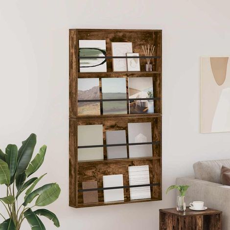 Magazinregal mit Regal 2 pcs Geräucherte Eiche 80 x 12 x 70 cm