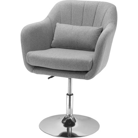 Poltrona girevole regolabile in altezza con cuscino lombare, design rétro, grigia, MODENUIT (1/5)