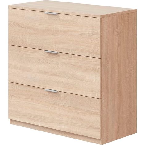 Arreditaly Cassettiera a 3 Cassetti Comò Comodino Mobile Contenitore Salvaspazio Design Moderno Minimalista Per Camera da Letto Ingresso Soggiorno 70.2 x 39.8 x 82.7 Cm - Colore: Rovere Canadese (1/5)