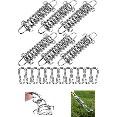 Kit de fixation pour auvent - Voile d'ombrage et accessoires - Accessoires de suspension pour voile d'ombrage 6 points - 18 pièces - Voile d'ombrage robuste en acier inoxydable (1/5)
