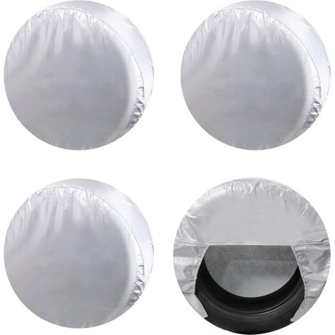Housses De Pneus Protection Solaire UV Imperméable Oxford Pour Camion Camping Car Bateau Remorque SUV Diamètre 30 À 32 Pouces Argent Lot De 4 (1/4)