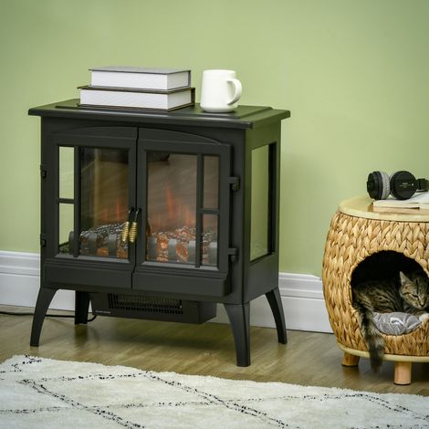 Chimenea Decorativa 1000 W/2000 W con Ventanas LED Llamas y Protección Sobrecalentamiento para 15-20 ㎡ Negro (1/5)