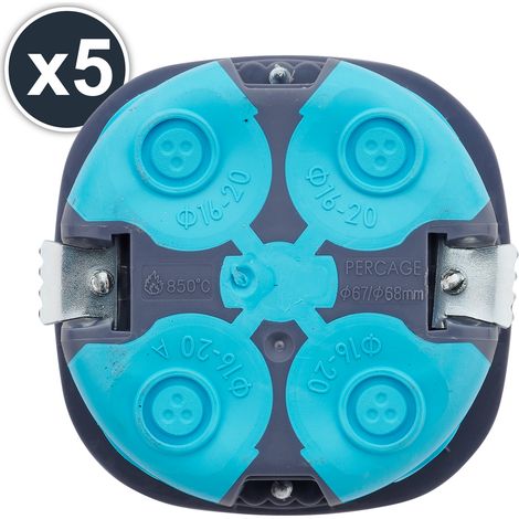 DEBFLEX - BOITE D'ENCASTREMENT STOPAIR MULTIMATERIAUX 1 POSTE D67 P50 GRIS BLEU Lot x 5 - 718123