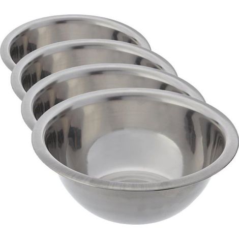 Lot de 4 Bol, Inox, Argent, 16.99 x 6.5 cm, Cuisine, Maison.