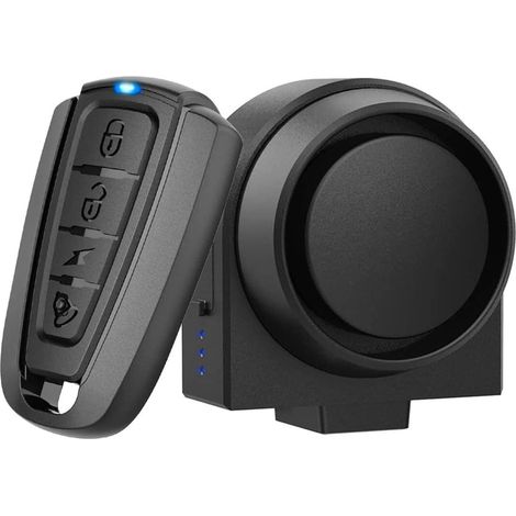 Système d'alarme de vélo avec télécommande, 113 dB, système d'alarme de moto, sans fil et détecteur de mouvement, sirène étanche, pour vélo électrique, scooter, vélo, moto (A) (1/5)