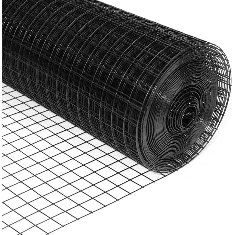 Tissu de quincaillerie soudé avec revêtement de vinyle noir de calibre 16 pour clôture de maison et de jardin, clôture et projet d'amélioration de la maison (61 x 15,2 m) (1/5)