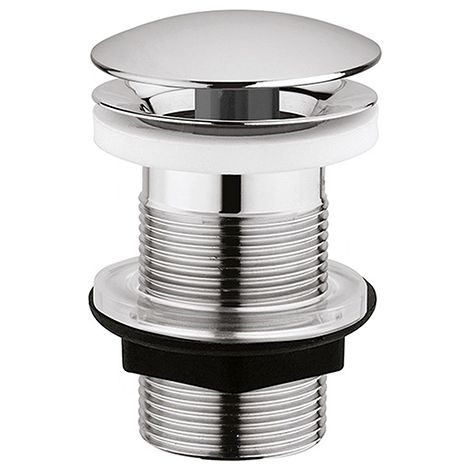 Edouard Rousseau – Bonde de lavabo à écoulement libre – Sans trop-plein – Chromé – Laiton – Hauteur 74.8 mm – Diamètre Ø 63 mm – Sortie 33x42 (1"1/4)