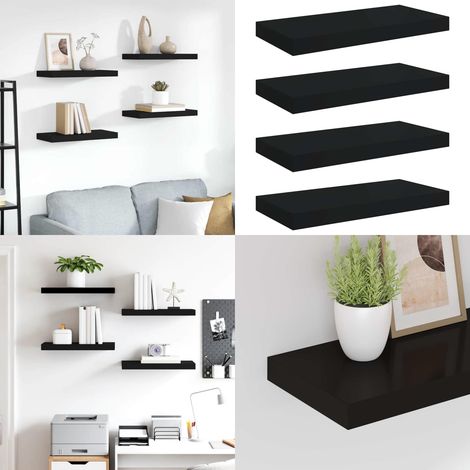 Schweberegale 4 Stk. Schwarz 50x23x3,8 cm MDF - Schweberegale - Wandregale - Regal Schwarz - Regalset - Wohnwandgestaltung - Home & Living (1/5)