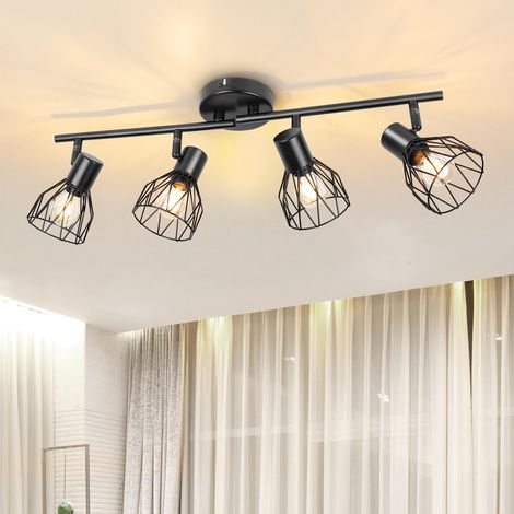 Luminaire Plafond Noir, Plafonnier Spot LED E14 Orientable 4 Spots (1/5)