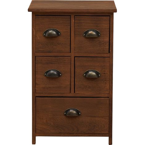 Rebecca Mobili Comodini Mobile bagno Cassettiera Marrone Retrò Vintage 66x40x30 (1/5)