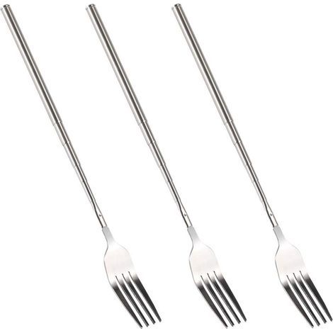 Fourche télescopique, ensemble de 3 pièces, acier inoxydable, 63,5 cm (25 pouces)