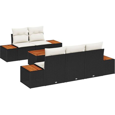 Garden Sofa Set with Cushion 6 pcs Black Poly rattan vidaXL (1/5)