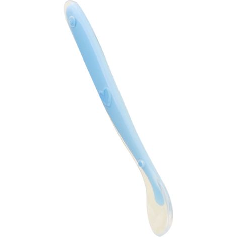 Baby-Silikonlöffel, ergonomisch, zahnfleischfreundlich, weich, für Babys ab 4 Monaten, blau (1/5)