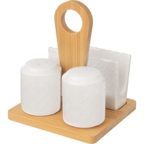 Ensemble à épices sel et poivre, salière, poivrière, porte-serviettes (1/4)