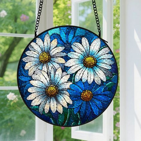 12.5cm Accroche-soleil vitrail floral, décoration murale suspendue, idée cadeau pour pendaison de crémaillère (1/5)