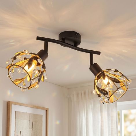Lampada da soffitto, lampada da corridoio a 2 luci, metallo nero, H 15,5 cm (1/5)