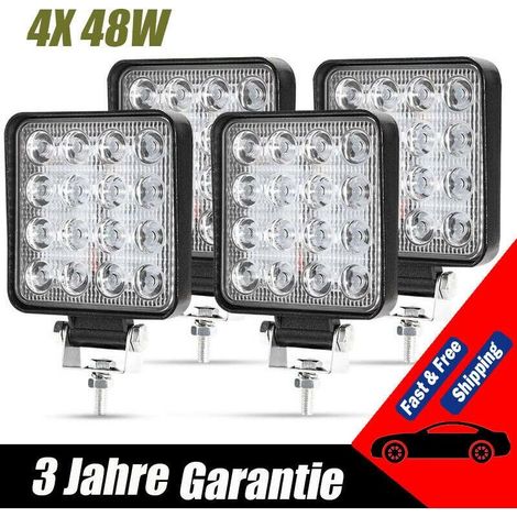 Set of 4 headlights of work LED 48 W, 12 V/24 V, for tractor, truck, excavatrice (1/4)