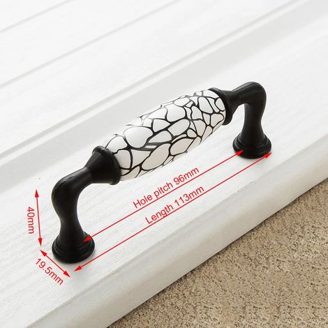 (Ensemble de 2 pièces) Poignées de porte de placard en céramique effet marbre, style américain, ornées de motifs en relief