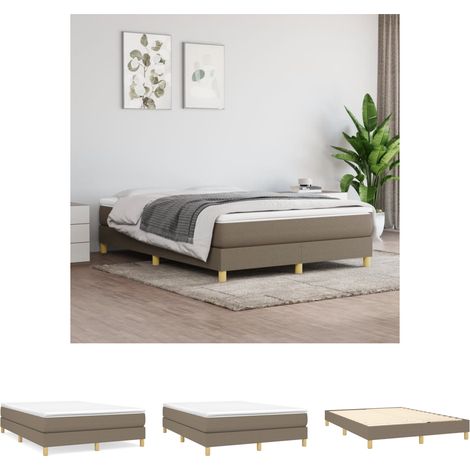 The Living Store Boxspringbett mit Matratze Taupe 140x190 cm Stoff - Betten & Bettgestelle (1/5)
