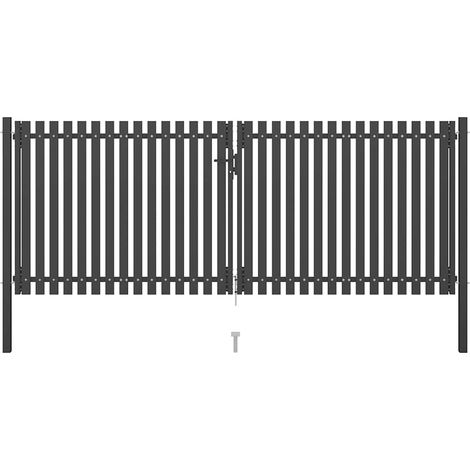 Cancello per Recinzione da Giardino in Acciaio 400x125 cm Antracite vidaXL