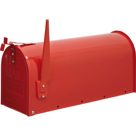 ARREGUI USA Mail D-USA/R Amerikanischer Briefkasten aus Verzinktem Stahl, der "US Mailbox" Klassiker mit Roter Flagge, US Briefkasten für den Außenbereich, Größe L (Zeitschriften & C4-Umschläge), rot