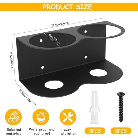 2-teiliger Wand-Aerosolhalter, Wandhalterung für Sprühflaschen und Sprühgeräte, 2-facher Aerosolhalter für Werkstatt, Haushalt und Garage (1/4)