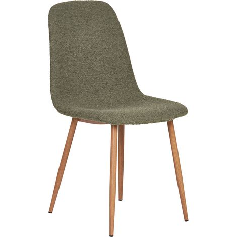 Set 2 sedie da pranzo Stockholm in Bouclé Verde Scuro con Gambe Effetto Legno (1/5)