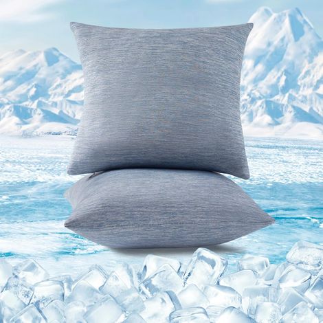 WOLTU 2 Pezzi Coppia Federe Copricuscino Rinfrescanti  in Lavatrice con Zip – Protezione e Comfort 40x40cm Blu