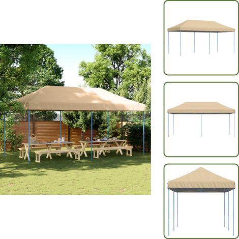 The Living Store Partyzelt Faltbar Pop-Up Beige 580x292x315 cm - Outdoor-Pavillon - Gartenpavillon - Markise - Sonnenschutz - Festzelt (1/5)