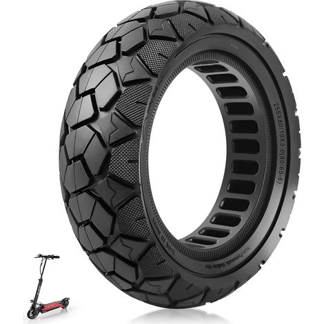 Pneu plein 10x3 80/65-6 - Pneu solide pour Kugoo M4/M4 Pro/Kukirin G2 Max, Joyor Y8-S, Nanrobot D6+, Kaabo Mantis Trottinette électrique 10 pouces - Pneu 255x80 - Pneu de rechange haute (1/5)