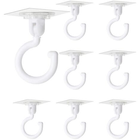 Hängende Kleider- und Pflanzenhaken mit 360°-Rotationsfunktion, 8 Stück, selbstklebend, für Badezimmer, Schlafzimmer, Küche, Wand- und Deckenmontage, Weiß (1/4)