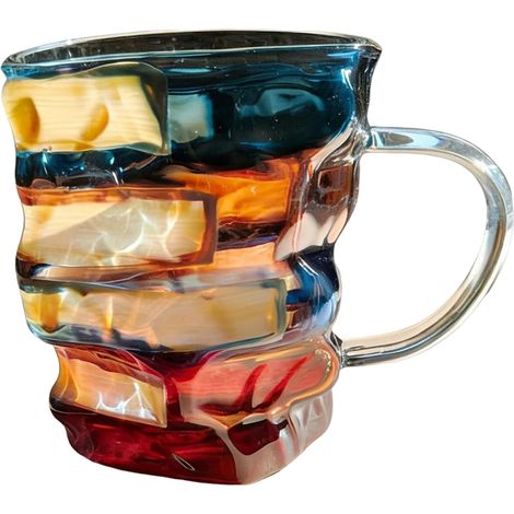 Tasse en verre avec motif livre peint, tasse en verre à collectionner, compacte et portable pour les amateurs de littérature, dortoir, maison, lieu de travail, voyage, café artistique, 11,9 x (1/5)
