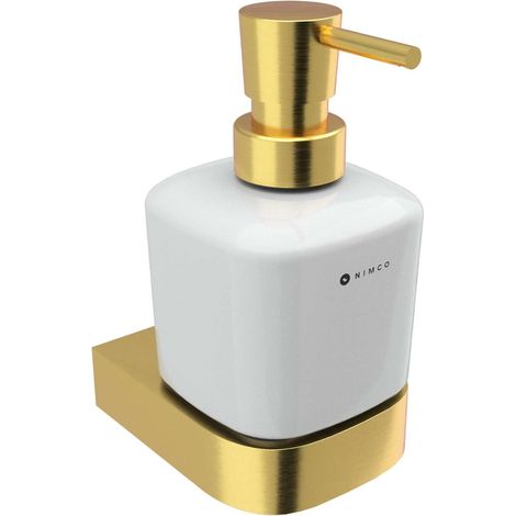 Nimco Nikau - Dispenser sapone con supporto, oro spazzolato NKZ 30031K-T-Z (1/3)