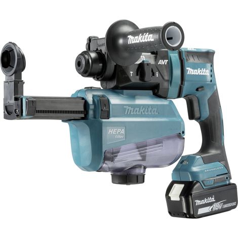 Makita – Marteau combiné sans fil 18V – 2 batteries 5.0Ah – Moteur sans balais – Aspiration intégrée pour environnement propre – 1,7 J de force de frappe - DHR182RTWJ (1/5)