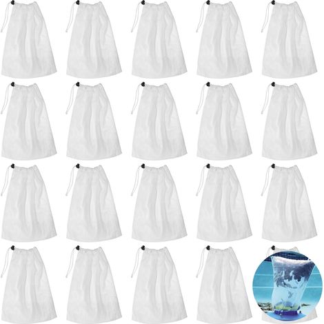 Lot de 20 Sacs de récupération de Rechange pour aspirateur de Piscine, aspirateur de Piscine pour Attraper Les Feuilles, Les Petits débris, Sac en Filet de Nettoyage avec Cordon de Serrage (1/5)