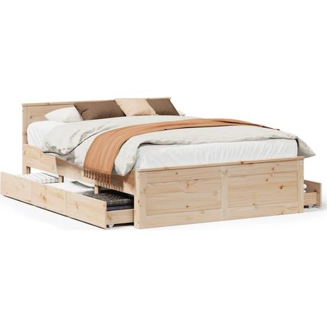 Maison Exclusive - Cama con cabecero sin colchón madera maciza de
