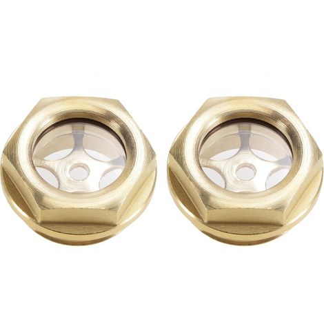 Niveau d'huile Compresseur d'air Jauge Bouchon Voyant d'Huile Indicateur Liquide Verre Vue Voyant Raccord en Laiton à Filetage Mâle G3/4 avec Joint Torique Jaune 2Pcs (1/4)