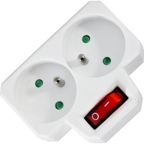 Doppelsteckdose 2x16A mit Schutzschalter, Kindersicherung, 3680W, 230V