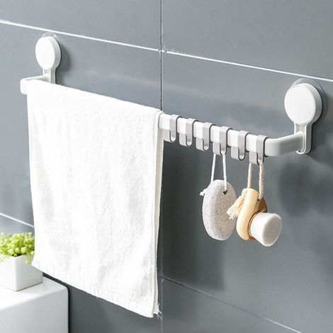 Barre Porte Serviette, Porte Serviette Ventouse Mural70 cm Support Serviette sans Perçage avec Force Puissante Réutilisable Barre de Serviette pour Salle de Bain Cuisine (1/4)