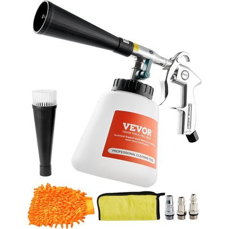 Pistolet Nettoyage Voiture à Air Haute Pression 6-9,2 bars 2 Buses, Réservoir 1 L, Tuyau Rotatif Alu, pour Éliminer Saleté Poussière Surface, Fonctionne avec Compresseur d'Air 1/4 NPT Non Inclus (1/5)